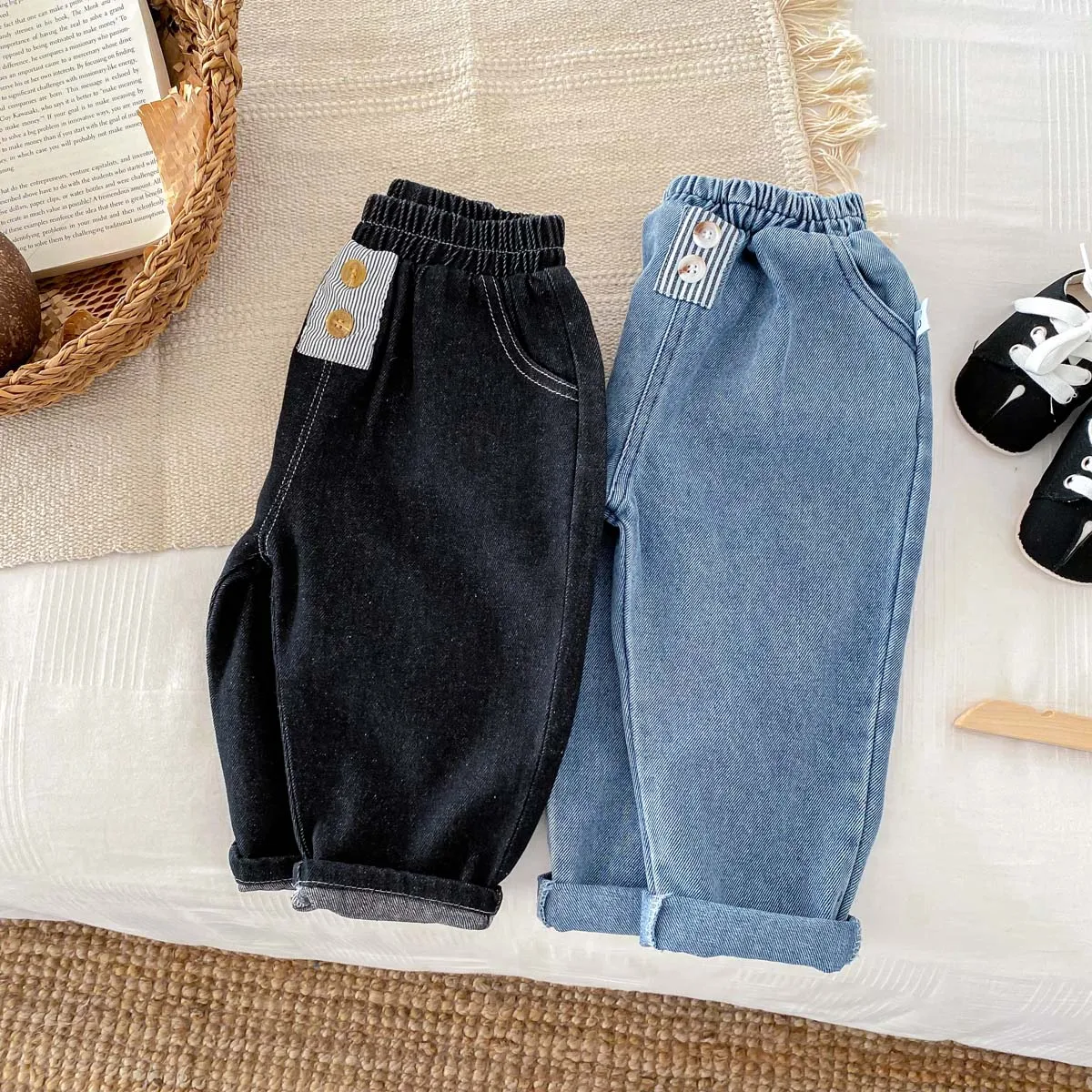 Korean Style Baby Boys Pant Plain Infant Jeans 0-3 Years Old Newborn Baby Bottom