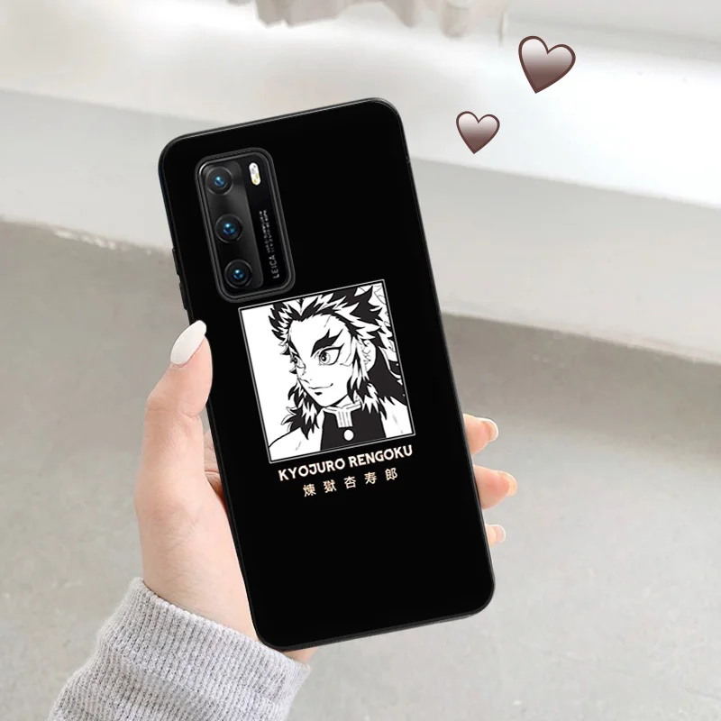 Matte Soft Phone Case for Honor X7 b X8 X9 X6 a 90 70 Magic5 Rengoku Kyoujurou Demon Slayer Huawei P40 P30 P20 Smart Black Cover