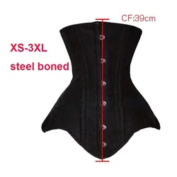 Black Corset Bustiers For Women Sexy Steel Boned Long Torso Plus Size Brocade Hourglass Shapewear Corsets Waist Trainer