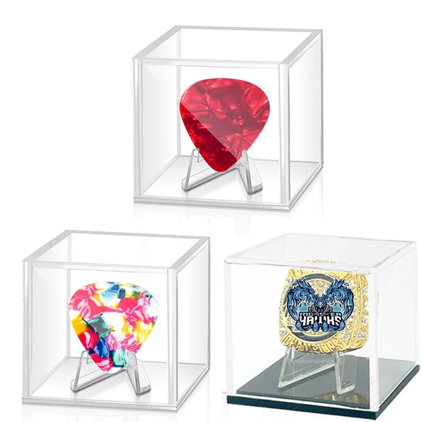 

Acrylic Champion Ring Display Box Transparent Dustproof Size 50 * 50 * 50mm