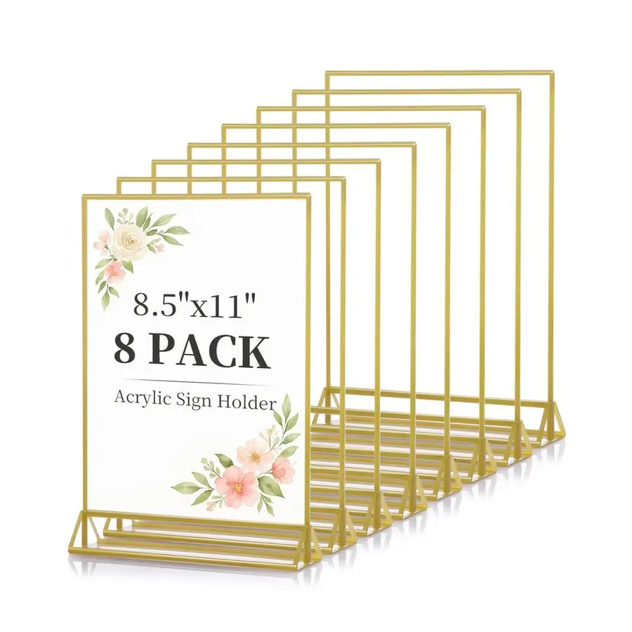 

Акриловые держатели для вывесок 8.5x11, 8 шт., прозрачные настольные подставки, двусторонние держатели для табличек, держатели для меню для свадеб, вечеринок, офисов