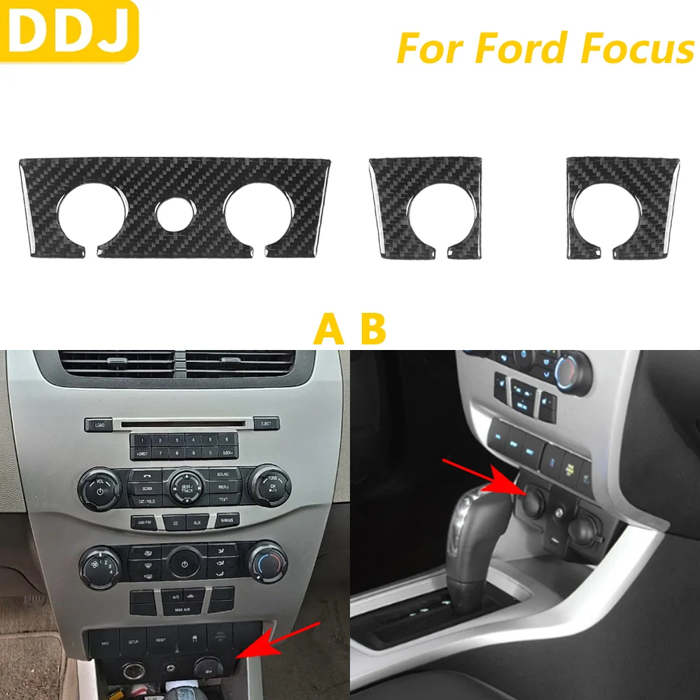 

For Ford Focus 2008-2011 Carbon Fiber Central Control Cigarette Lighter Panel Decorative Cover Car Accessories Interior Sticker