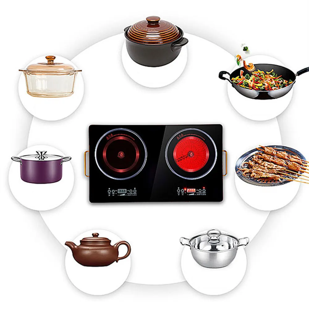 Household Induction Cooker Cooktop Double Stove Electric Ceramic Stove Desktop inducción fornellino elettrico