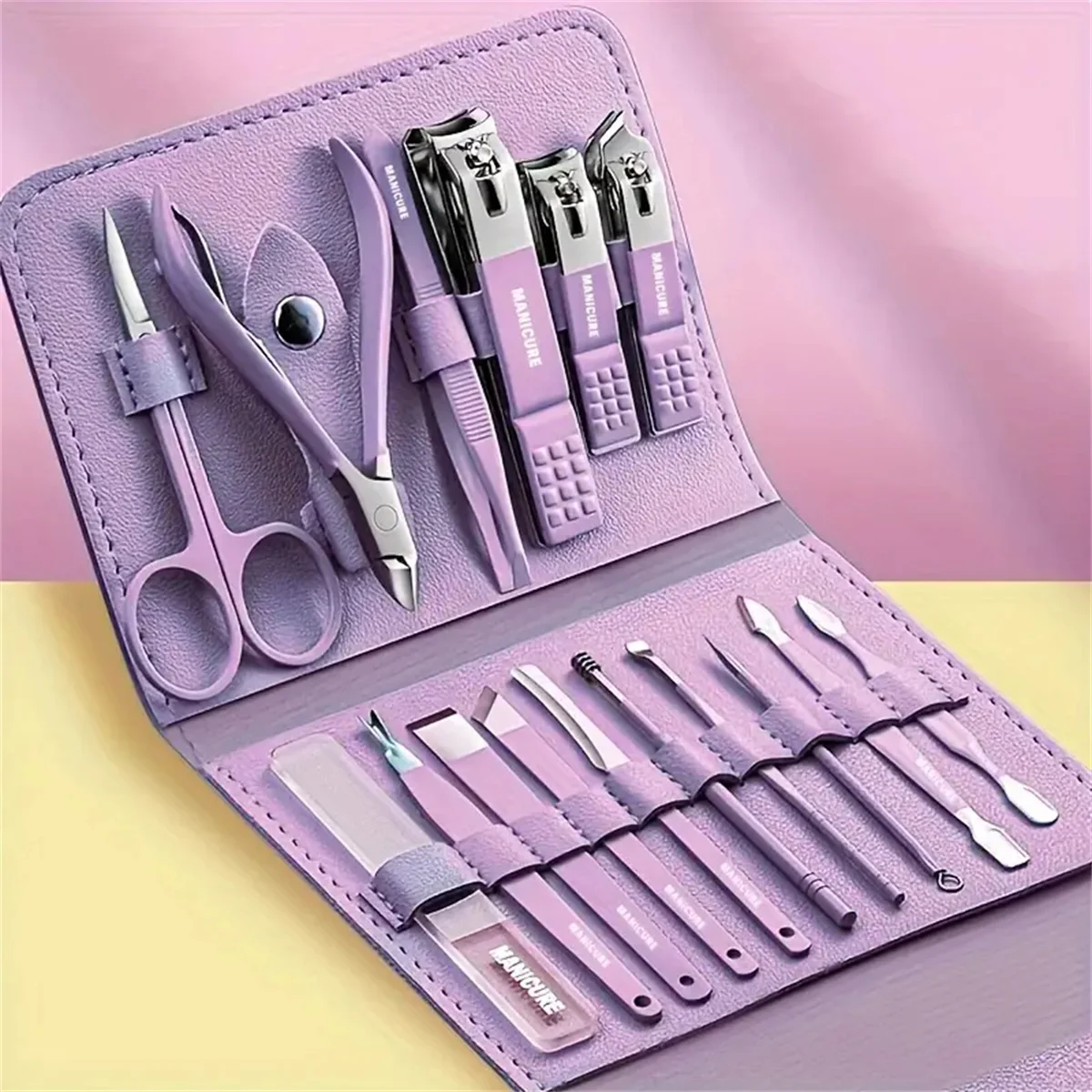 Premium Nail Care Kit - Classic Style with Purple Travel Case, Stainless Steel Tools for Salon-Perfect Grooming