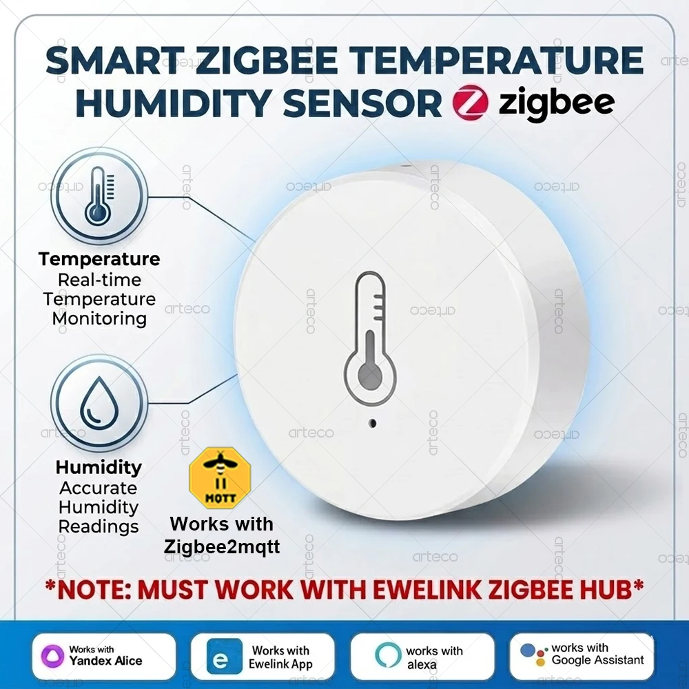 Sensor de temperatura y humedad Zigbee 3,0, higrómetro con monitor remoto, termómetro para Ewelink Zigbee Gateway Alexa Google Home Yandex