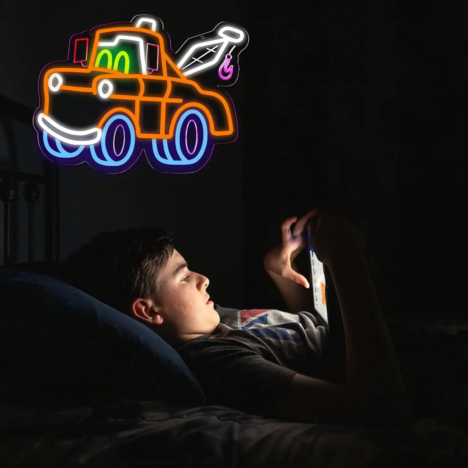 Cartoon Tow Truck Neon Sign USB Dimmable LED Light for Bedroom Man Cave Kids Rooms Dormitory Wall Art Decor Gifts for Children view 2