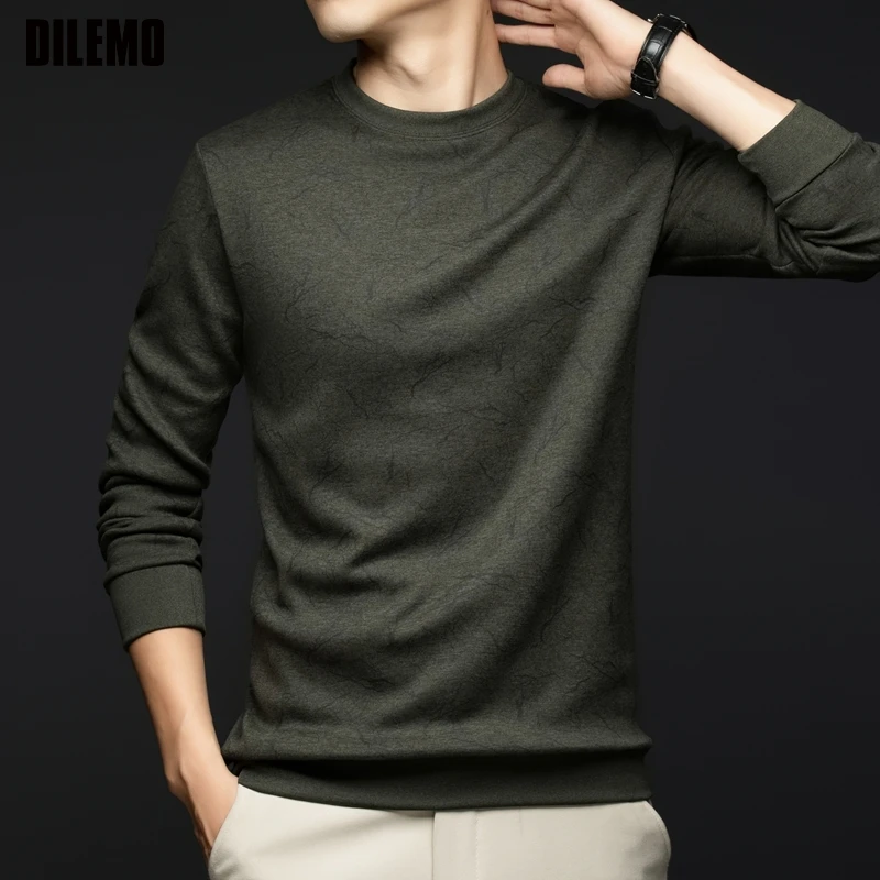Top Grade Wool+Mulberry Silk New Brand Casual Fashion Street Crewneck Pullover Velvet Hoodies Sweatshirts Men's Clothing