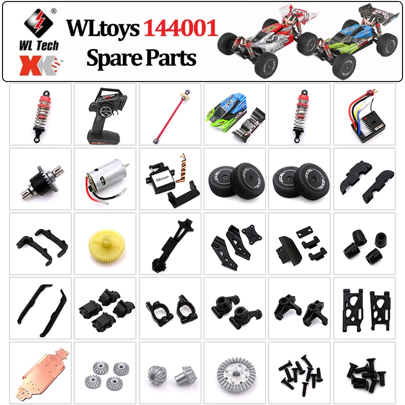 Peças de Reposição para Carros RC WLtoys 144001 1/14 124019 124018: Servo, Receptor, Motor, Braço Oscilante, Carcaça da Carroceria para Carros RC para Adultos