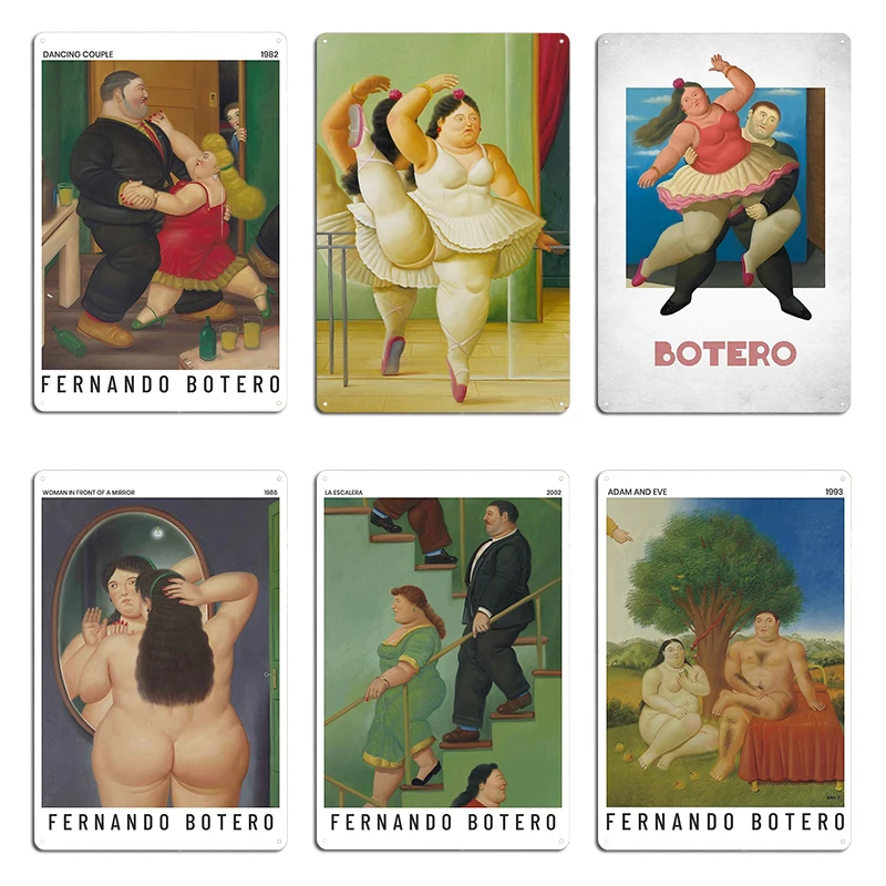 Fernando Botero- Tablao Flamenco-Póster de exposición, carteles de Metal, Club, hogar, pintura clásica, decoración, cine, carteles de estaño