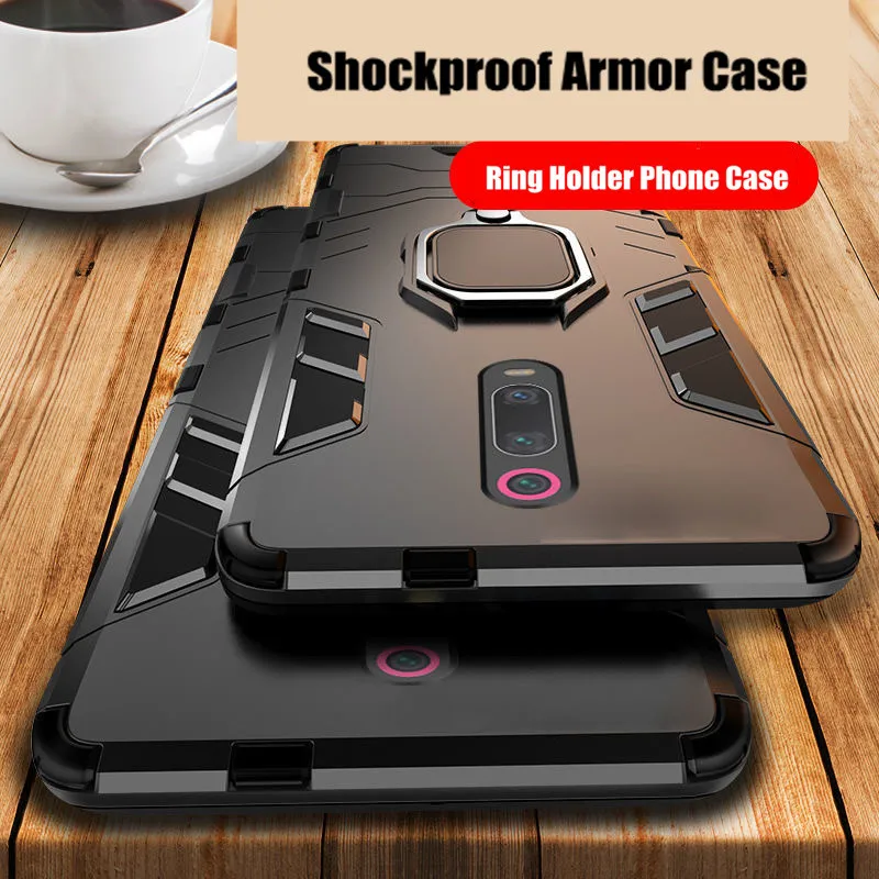 Mi 9T For Xiaomi Redmi K20 Pro Case Luxury Armor Shockproof Magnetic Metal Ring Case for Xiaomi Mi9T Mi 9T Pro Car Holder Cover