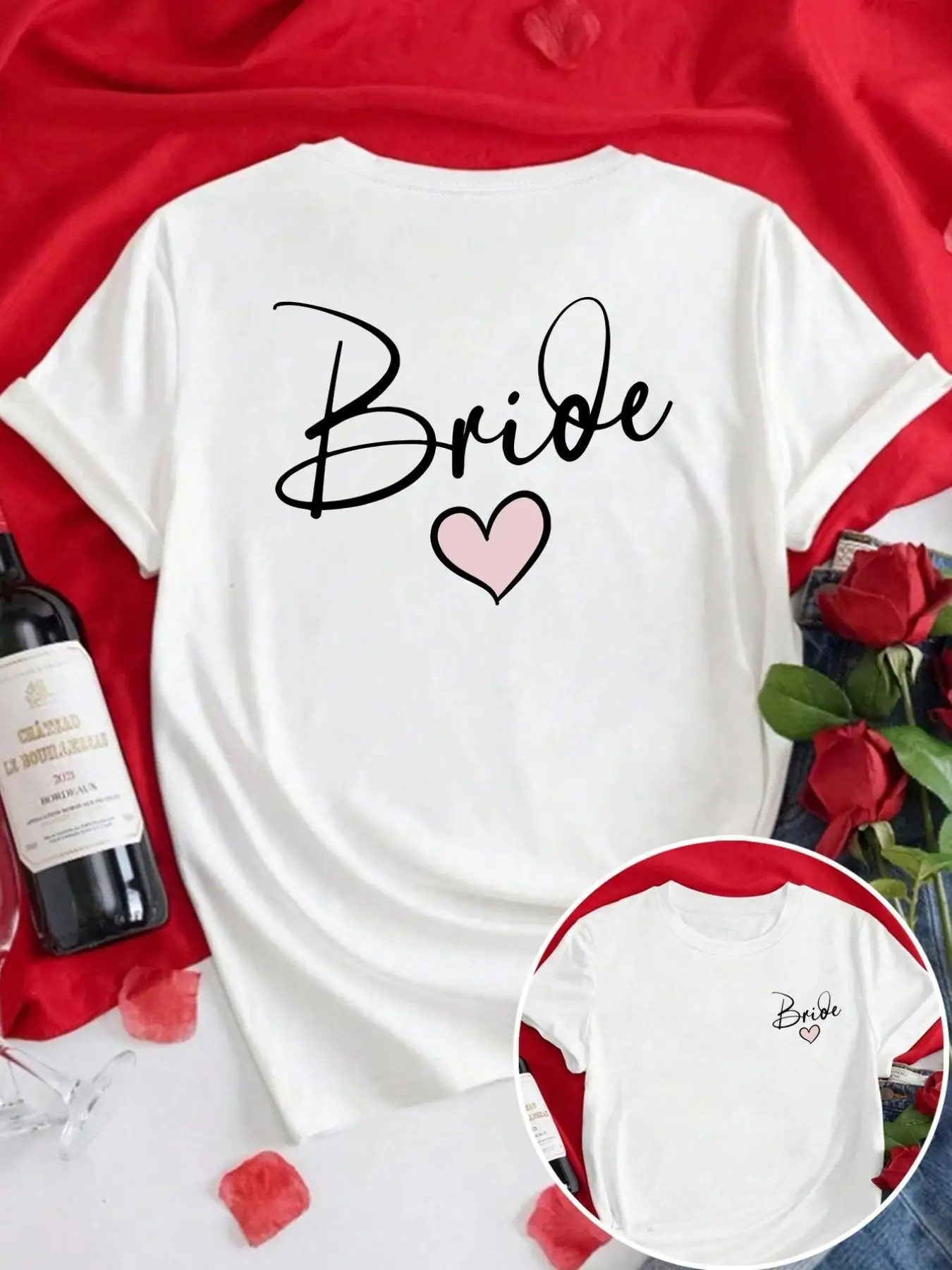 Top Pick Local Front and Back Short Sleeve T-Shirt Bride Fashion Print Spring Trendy Printed T-Shirt Fashion Item Open New Tab
