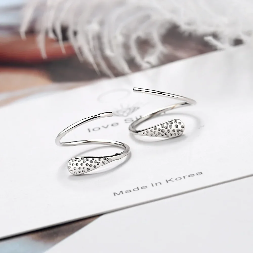 

100% 925 Sterling Silver Korean Spiral Stud Earrings For Women 2025 Kids Wedding Gift Female pendientes