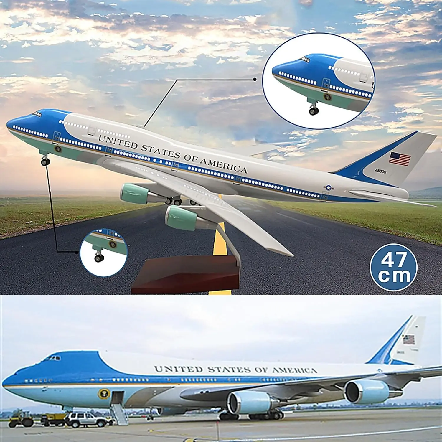 

Model Airplane B747 1/150 Scale Air Force One Airways 47CM Simulated Resin Souvenir Planes Diecast Aircraft Offices Decoration