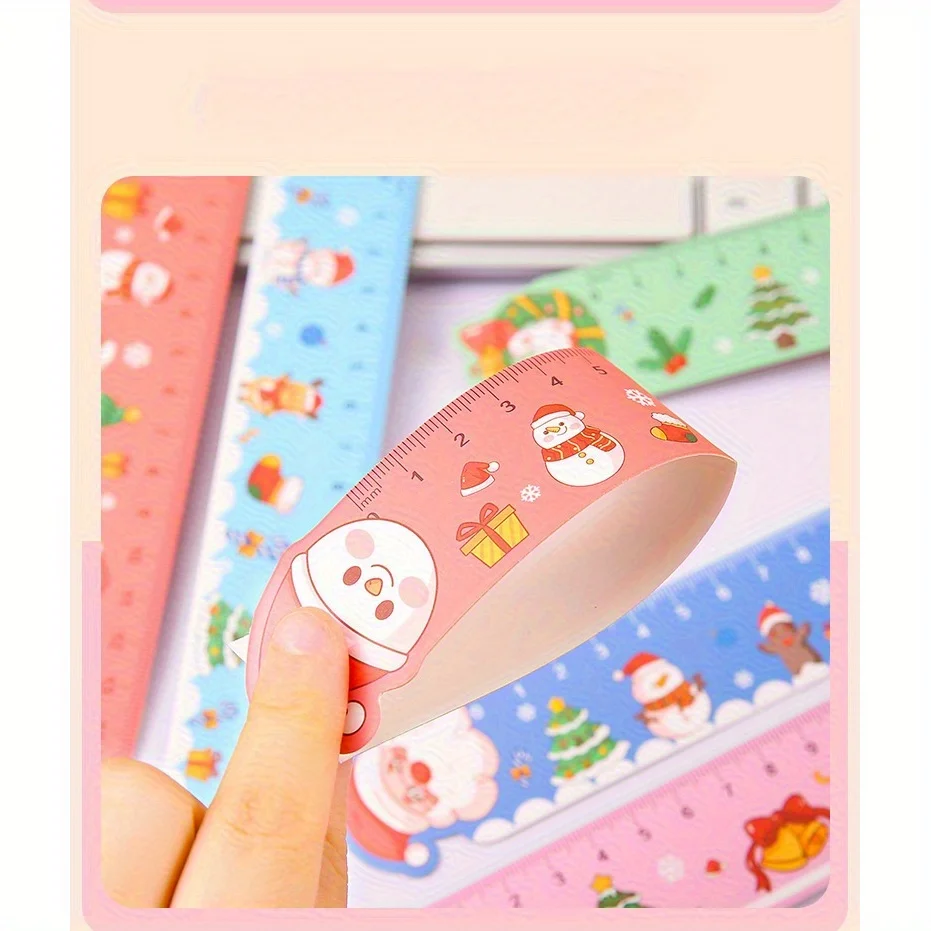 20 مسطرة ورق عيد الميلاد - أدوات قياس مناسبة للحرف اليدوية والمكافآت المدرسية وهدايا حفلات العطلات والمساطرين التعليمية