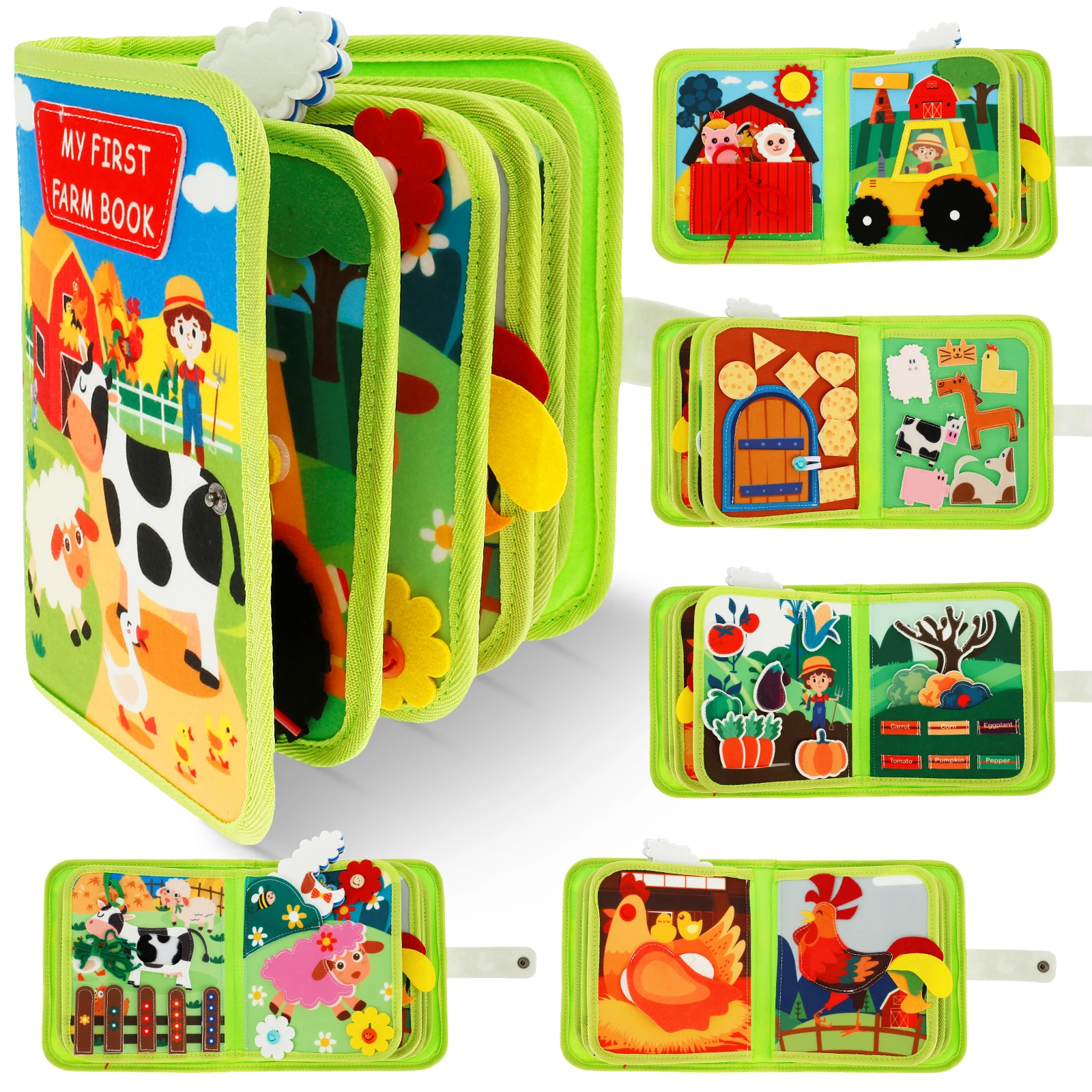 Toddlers Montessori Toys Busy Board Farm Animal Scene Storytelling Activity Toy Quiet Book Felt Activity Educational Sensory Toy