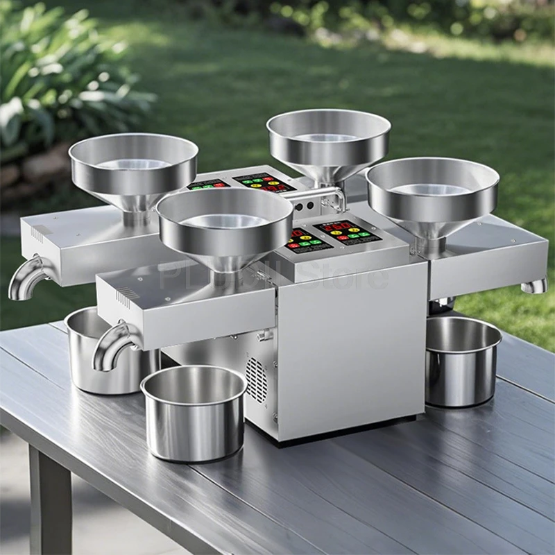 Home Appliance 4 Heads Commercial Oil Press Machine Stainless Steel Multi-Function Oil Extractor 4 Independent Pressing Units of