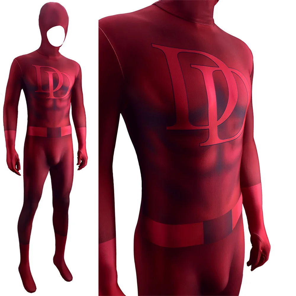 Red Daredevil Costume Cosplay Spandex Costume di Halloween Daredevil supereroe Zentai abiti uomo body per bambini adulti