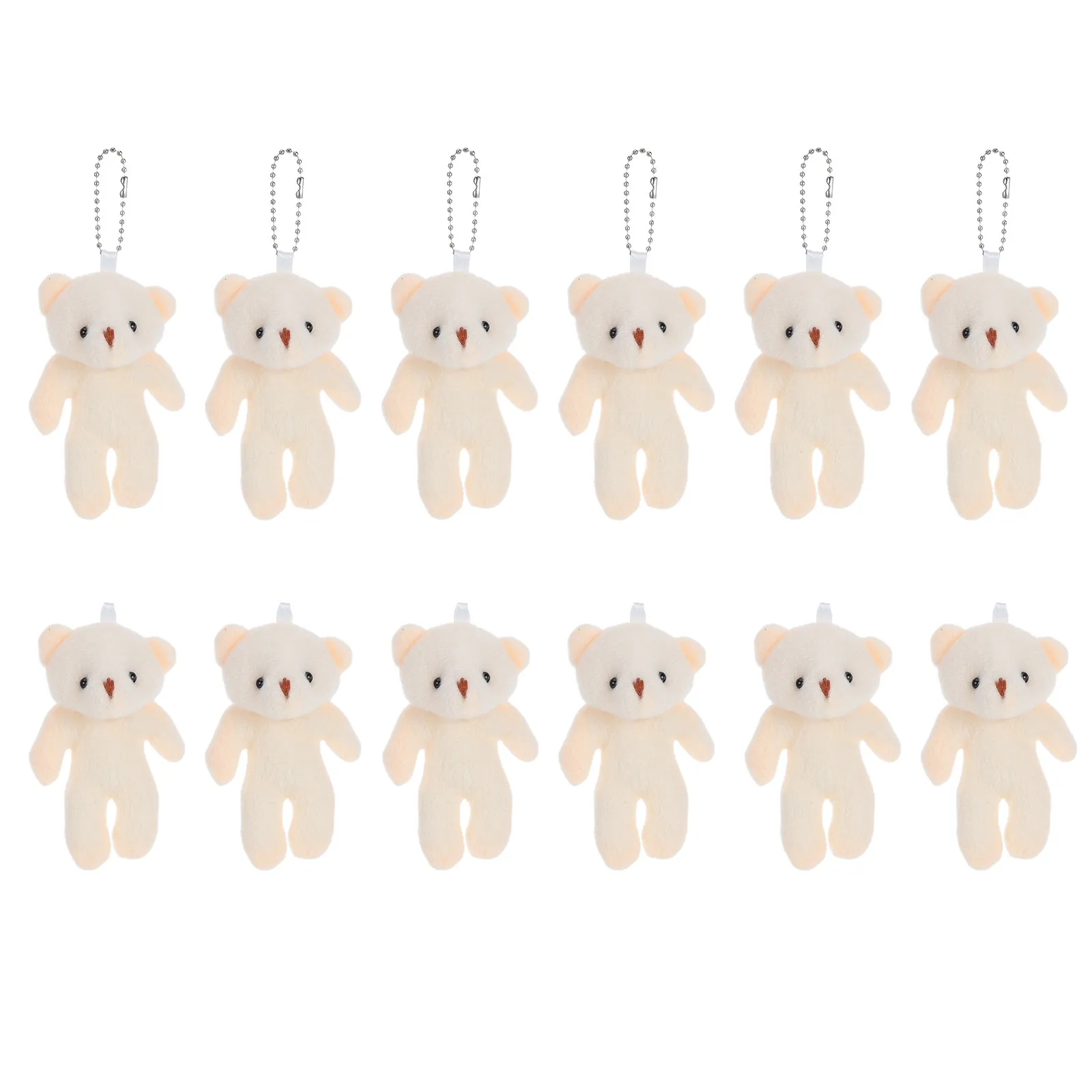 

12Pcs Tiny Stuffed Bears with Soft Filling Compact Portable Bears for Craft Projects Keychain Pendant Ornament Collection Decor