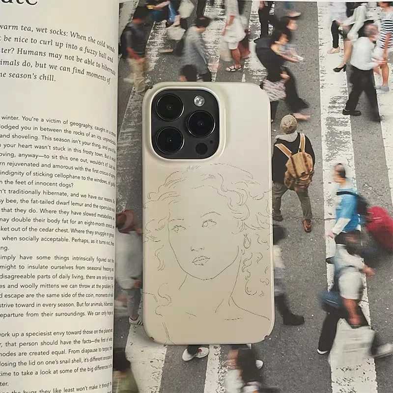 لحمي اللون خطوط بسيطة فتاة جراب هاتف آيفون 17 الهواء 16E 15 برو ماكس 14 زائد 13 12 ميني 11 برو 16 زائد XR غطاء هاتف أكريليك #2