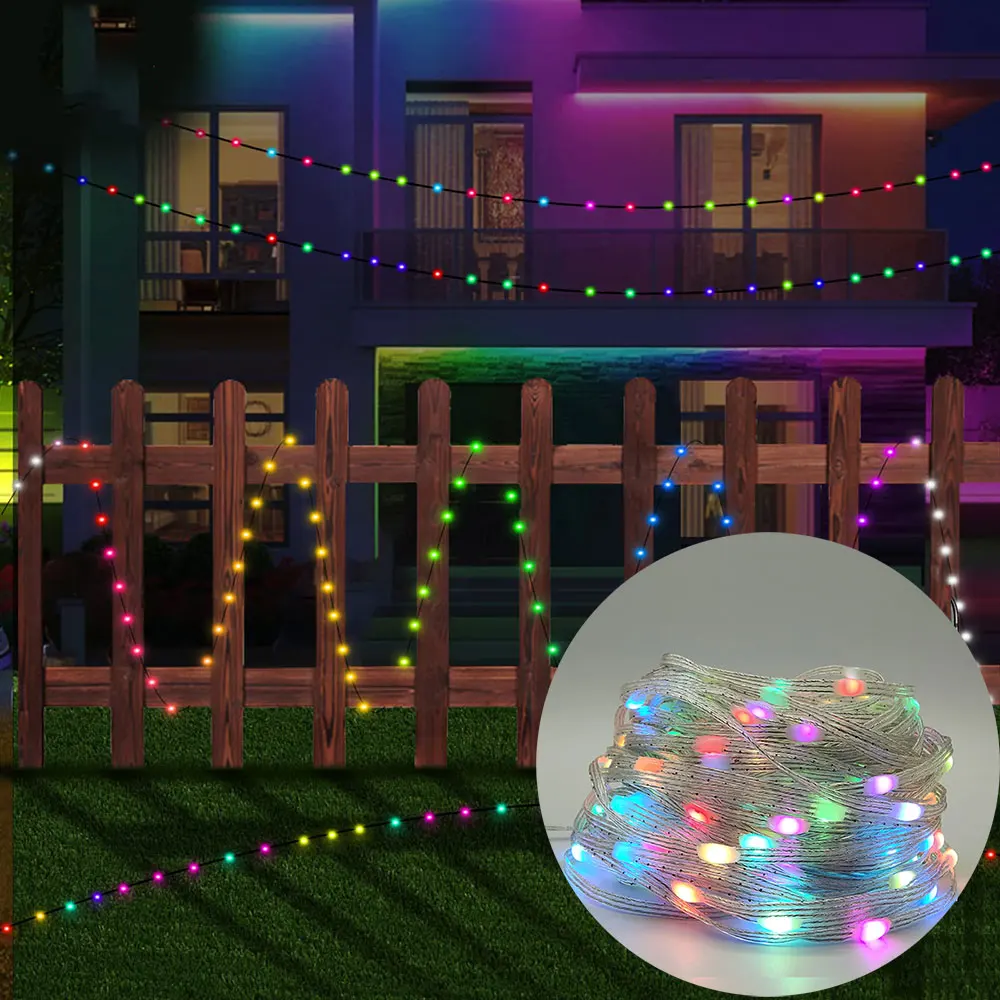 Imagem -06 - Rgb Levou Luz String Ws2812b Flexível Individualmente Endereçável Festa Árvore de Natal Cor do Sonho Usb 5v Kit de Música