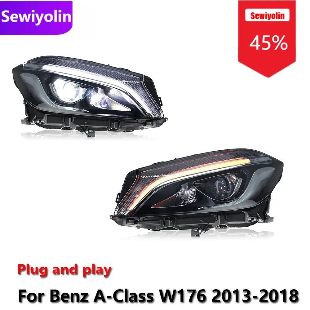 

Sewiyolin автомобильные светодиодные фары DRL в сборе для Benz W176 2013-2018 противотуманные фары DRL тормозной указатель поворота Plug and Play