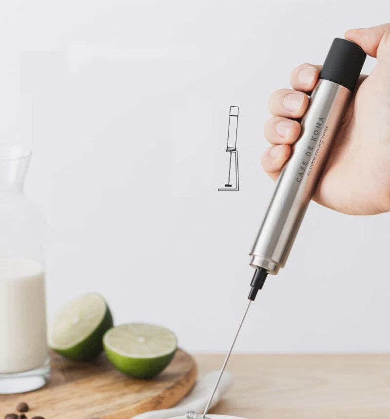 CAFEDEKONA Handheld Portable Electric Milk Frother, Mini Hand Mixer for Home Outdoor Barista Latte Art, AA Batteries Included