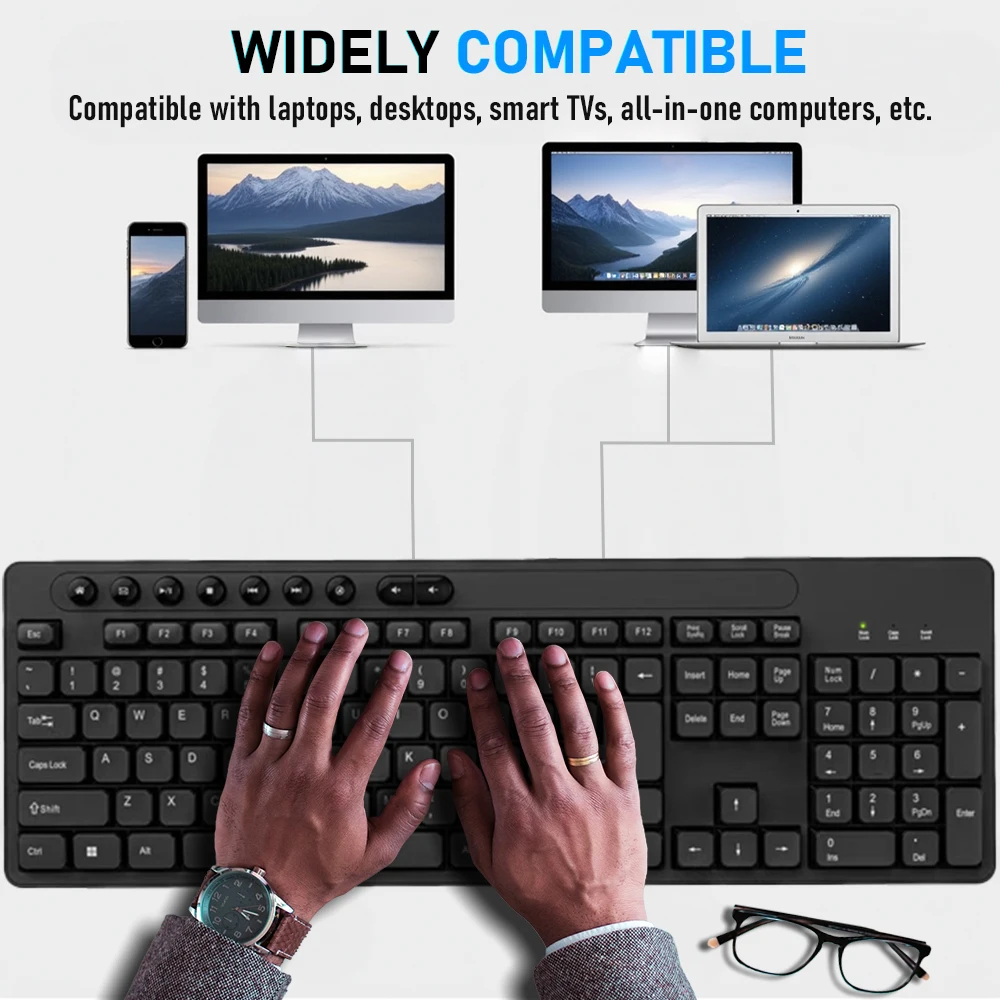 113Keys English Keyboard Mouse USB Wired Desktop Computer Keyboard Ergonomic Design Keyboard for Office Home PC Laptop Desktop