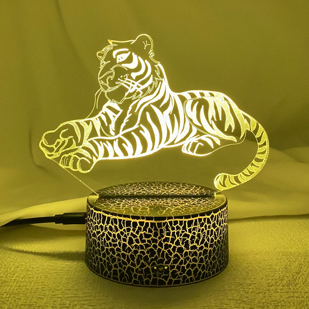 Newest 3D Acrylic Led Night Light Tiger Figure Nightlight for Kids Child Bedroom Sleep Lights Gifts for Home Decor Table Lamps