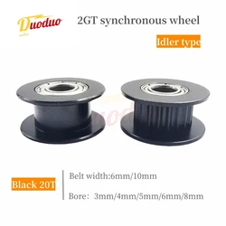 3D Printer Parts GT2 2GT Timing Pulley idler pulley Silver 20 Teeth AF Type Bore 3mm~6mm For width 6 /10mm Belt 2GT Black Idler,