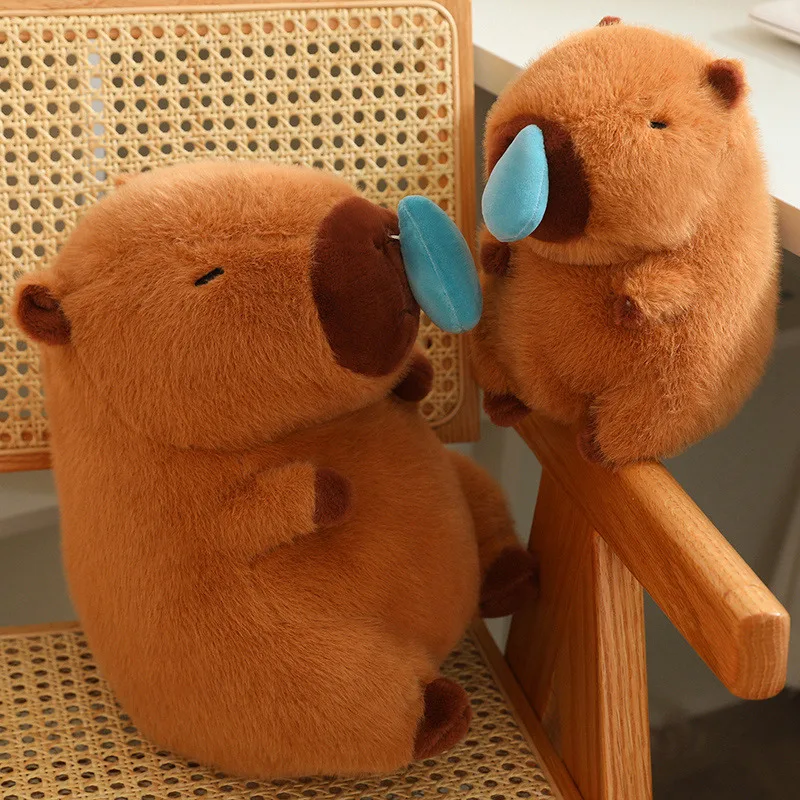 Boneca de pelúcia capivara fofa, bichos de pelúcia kawaii com muco, boneca de olhos pequenos macios, presente para meninas, fofo