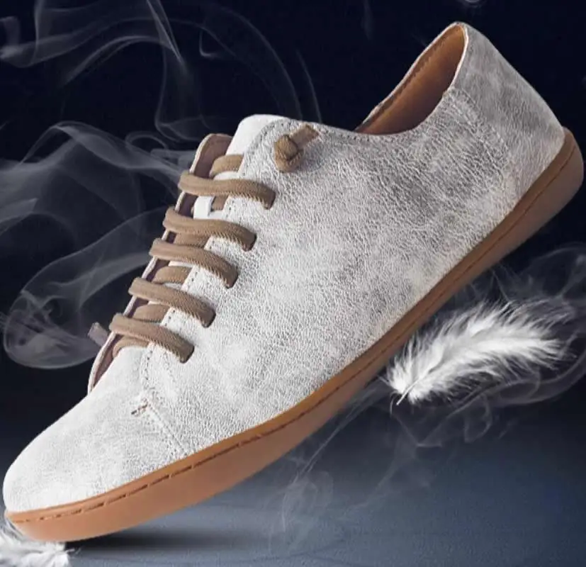 

Big Size Round Toe Genuine Leather Lace-up Rubber Flats Concise Shoes