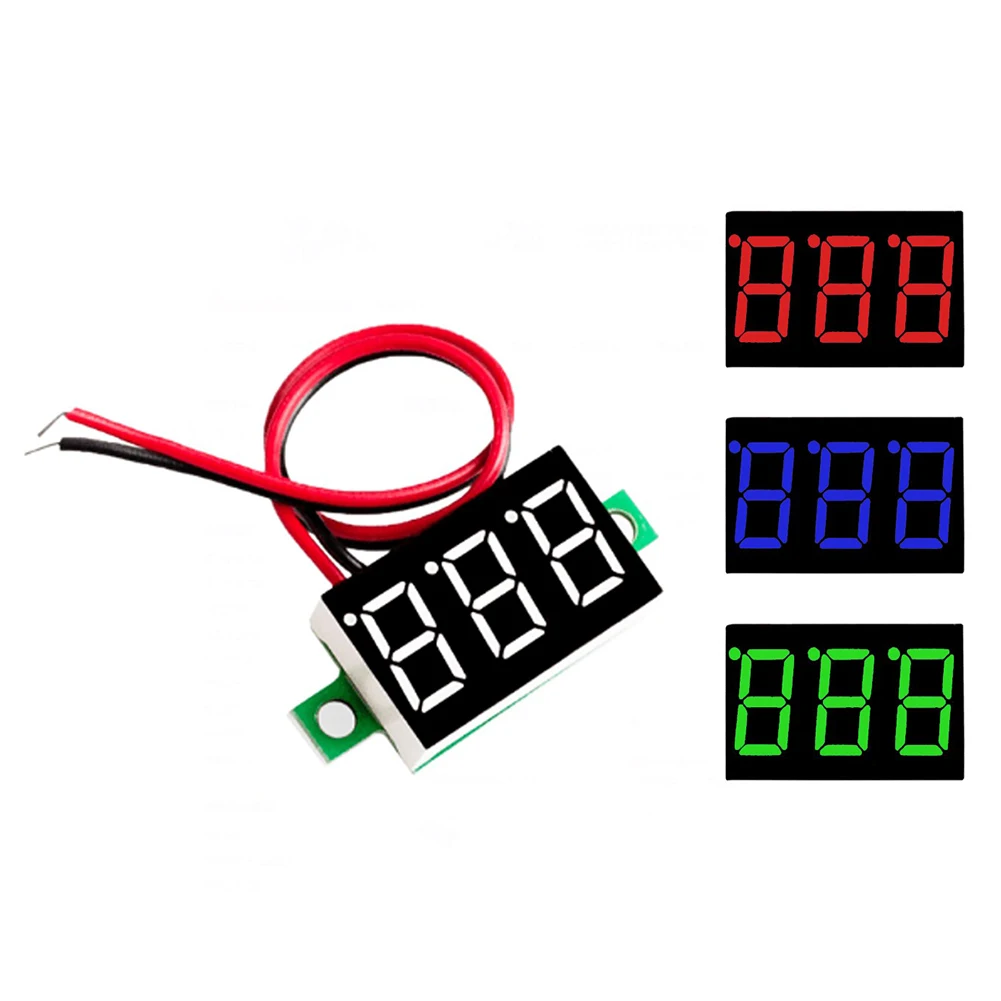 Digital LED Volt Medidor, Testador de Tensão, Detector, Painel Monitor, Azul, Vermelho, Display LED Verde, DC 4.5V-30V, 0,36"