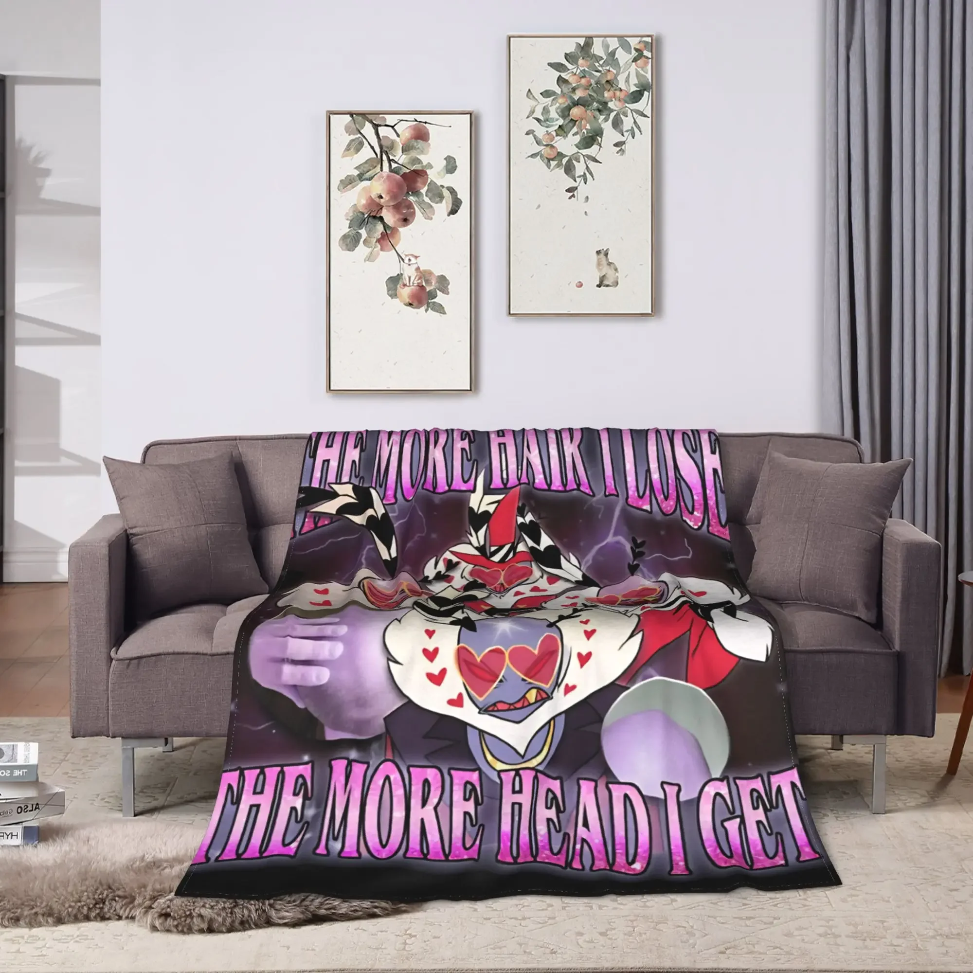 Funny Pop Culture Aesthetic Throw Blanket The More Hair I Lose The More Head I Get Cozy Gift for Her