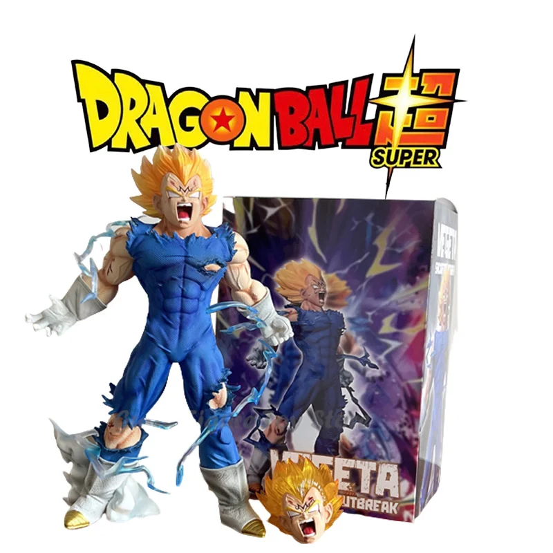 

2023 New 26cm Dragon Ball Anime Super Saiyan Self Explosion Vegeta Iv Standing Glow Model Room Decoration Kids Toy Birthday Gift