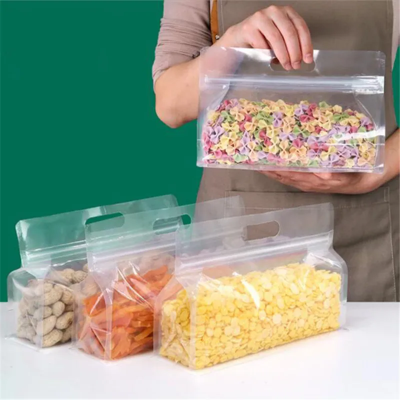 1/5/10Pcs Reusable PEVA Food Bag Freezer Stand Up Food Storage Bag Silicone Bag Leakproof Top Kitchen Organizer Fresh Shut Bags