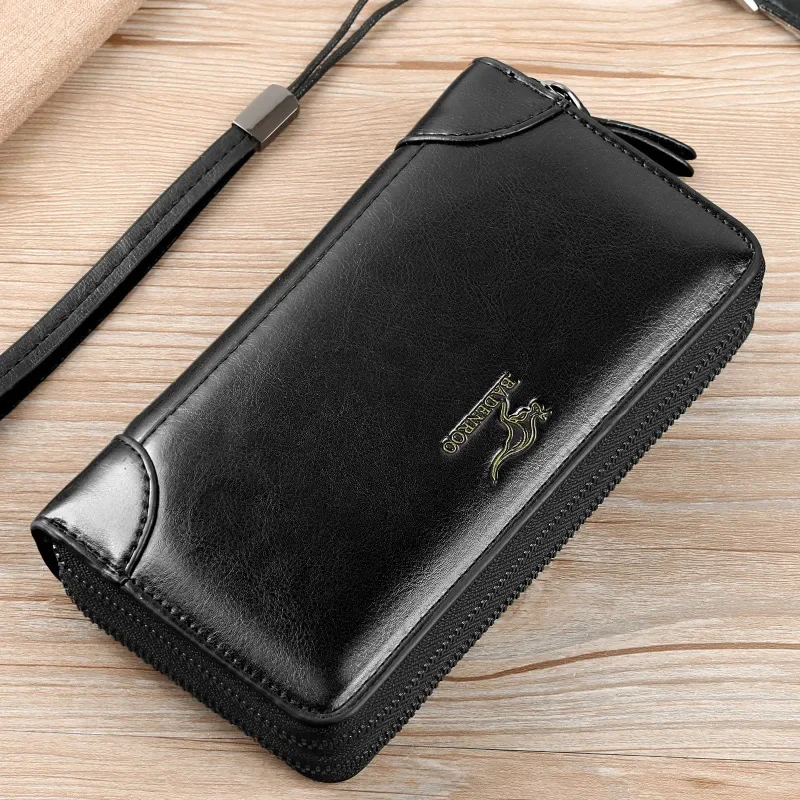 Hoge Kwaliteit Pu Lederen Portemonnee Heren Lange Rits Portemonnee Voor Mannen Rfid Blocking Business Clutch Tas Creditcard Houder Man Portemonnee