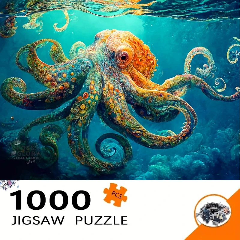 

1000 PCS Jigsaw Puzzles for Adults Deep Blue Octopus Odyssey Puzzle Perfect for Game Nights Gifts Home Decor