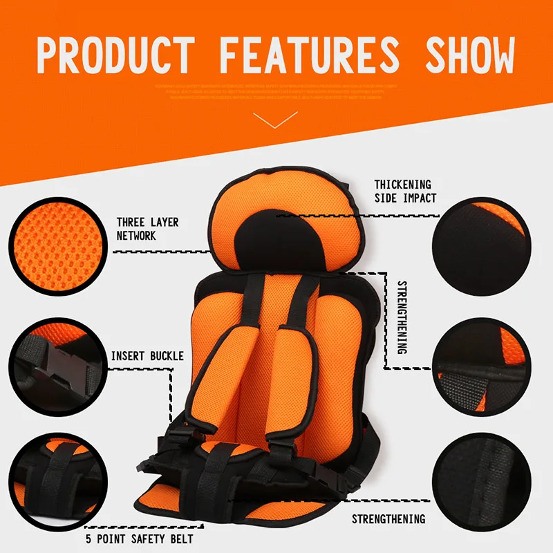 Child Safety Seat Mat for 9 Months To 12 Years Old Breathable Chairs Mats Kids Car Seat Cushion Adjustable Stroller Seat Pad