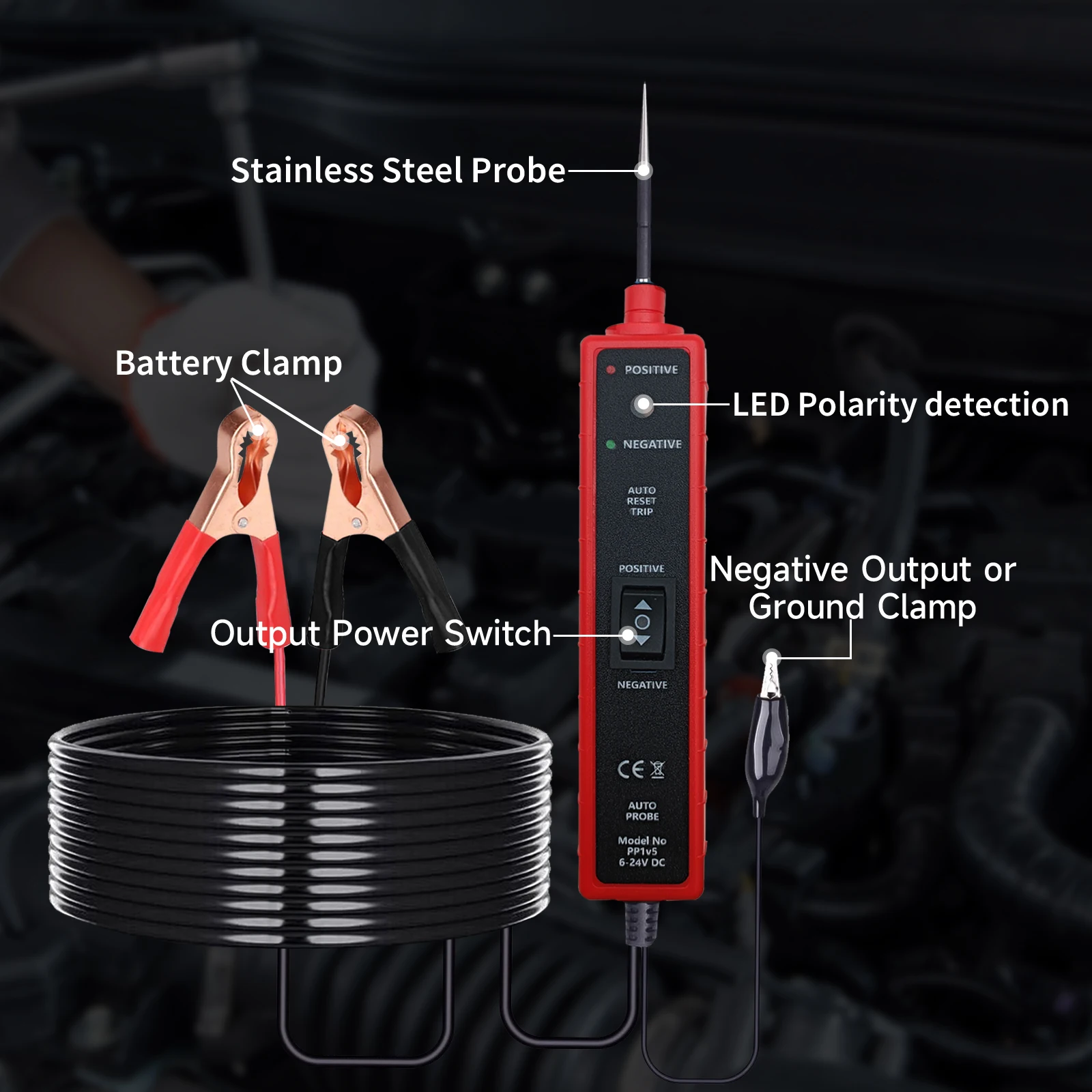 

Тестовый зонд автомобильной электрической системы постоянного тока 6-24 В, тестер короткого замыкания EM285, автомобильный электрический тестер
