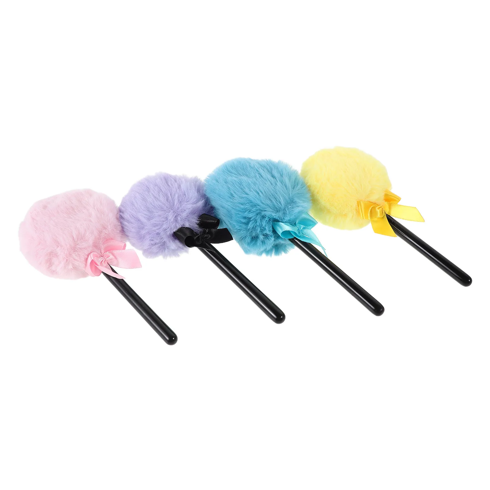 4Pcs Lollipop Shape Makeup Puff Set Soft Dense Bristles for Loose Powder Foundation Contouring Blending Portable Travel Beauty