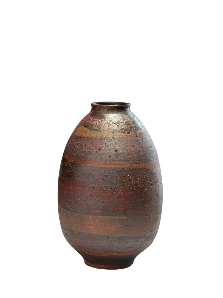 Ceramic Vase Wabi-sabi Wind French Flower Ware Decorative Entrance Desktop Pottery Pot Ornament Model Room