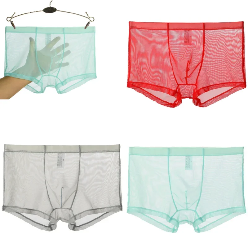 Transparent Boxers for Men See Through Male Underpants Sexy Low Waist Panties Lingerie Intimates