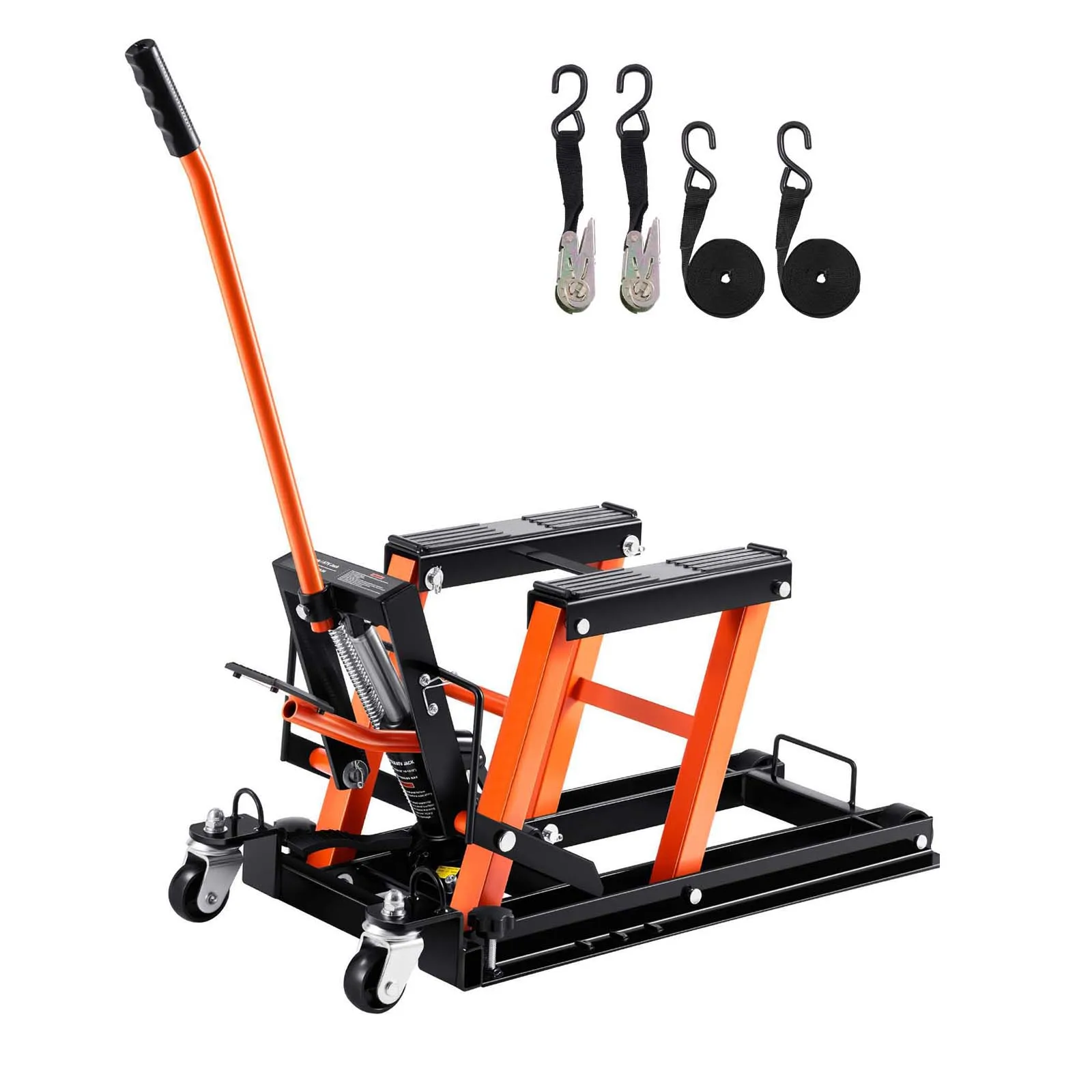 SucceBuy 1500 LBS Steel Hydraulic Motorcycle Jack Stand ATV Scissor Lift Jack with 4 Wheels for Motorcycle ATV UTV Powersports