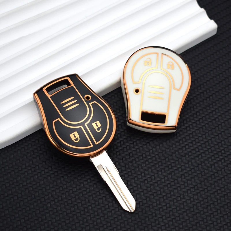 เคส kunci REMOTE mobil กระดุม2เม็ดสำหรับ Nissan Micra K14 Juke marchny TPU เคสใส่กุญแจรถยนต์ที่ห้อยกระเป๋าอุปกรณ์ป้องกัน