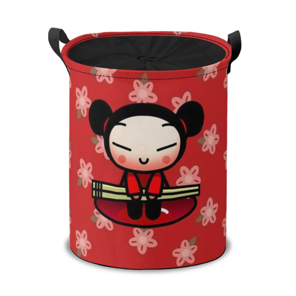 Cute Cartoon Pucca Garu Bundle Device household foldable dirty clothes basket anime cartoon large capacity  storage basket