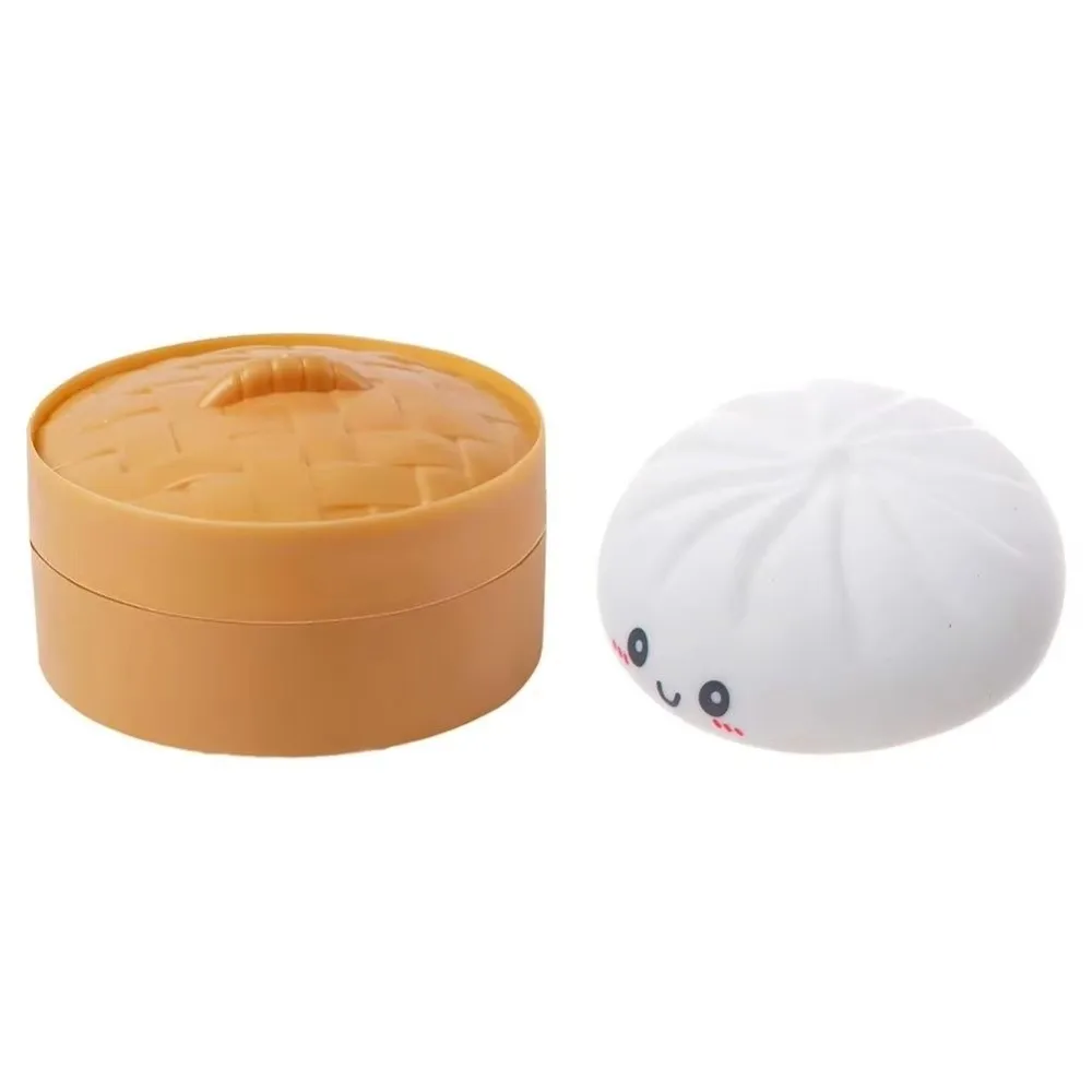 Nouveau chignon en peluche cuit à la vapeur doux, jouet Squishy Pinch Le Fidget avec boîte à vapeur, jouet Squishy, pâte de décompression à presser pour adultes