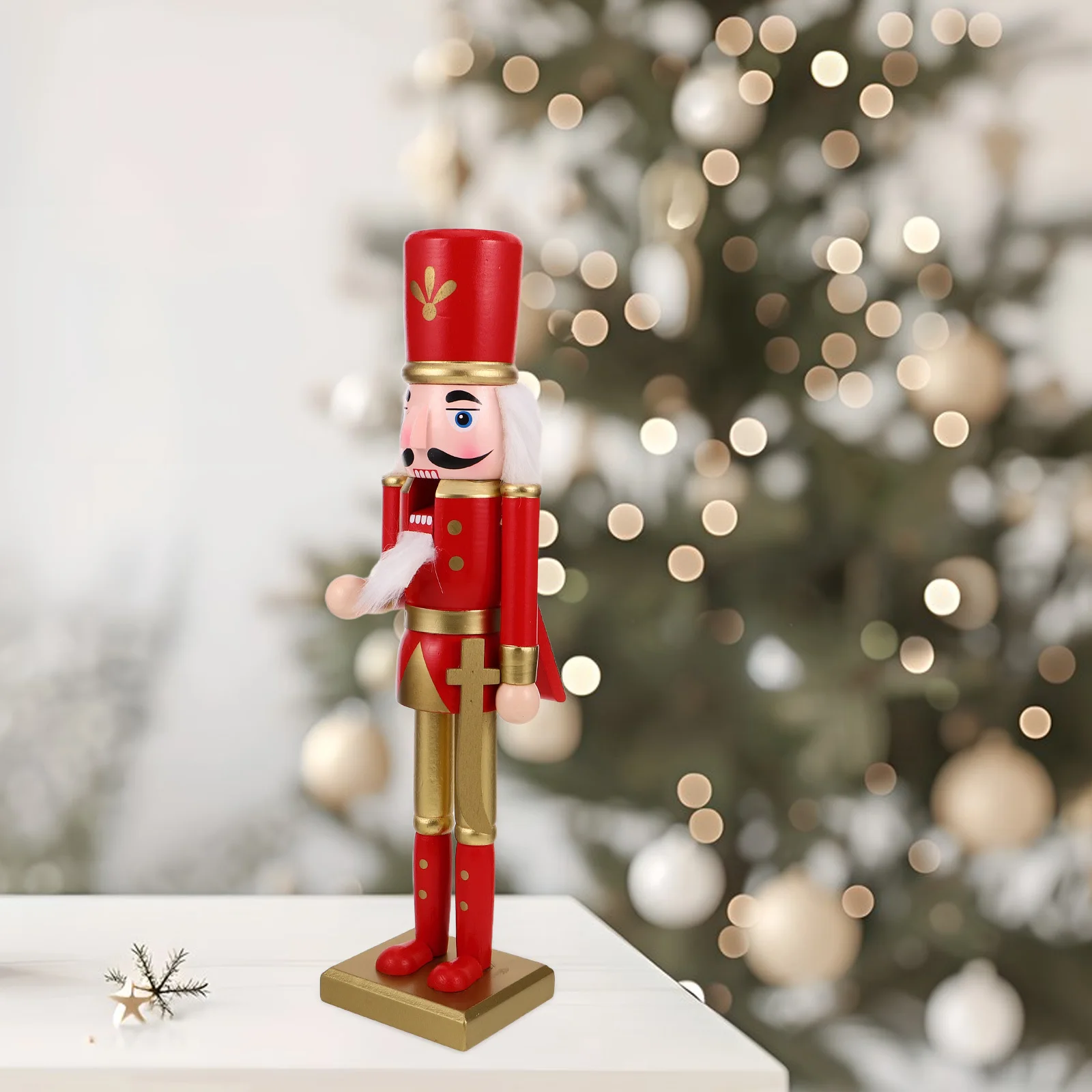 

38Cm Tall Wooden Nutcracker - Classic Christmas Soldier Statue for Tabletop Mantel Or Windowsill Holiday Decoration Display
