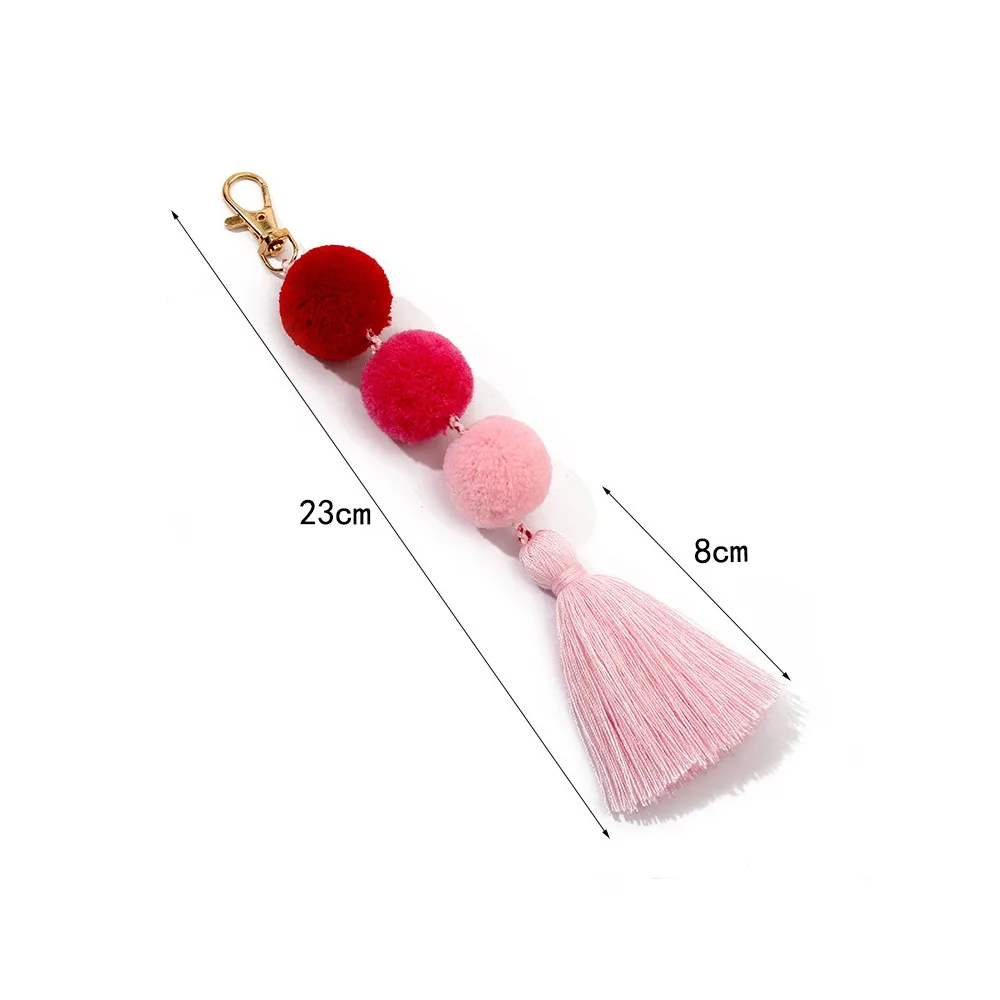 Fashion Handmade Pompom Keyring Multipurpose Colorful Pompom Tassel Pendant Portable Tassel Keychain Handbag