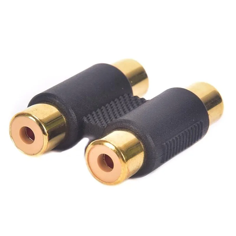 Gold-Plated Audio 2 Pairs of 2RCA Through Lotus Female Butt, Female to Female RCA Through AV Adapter