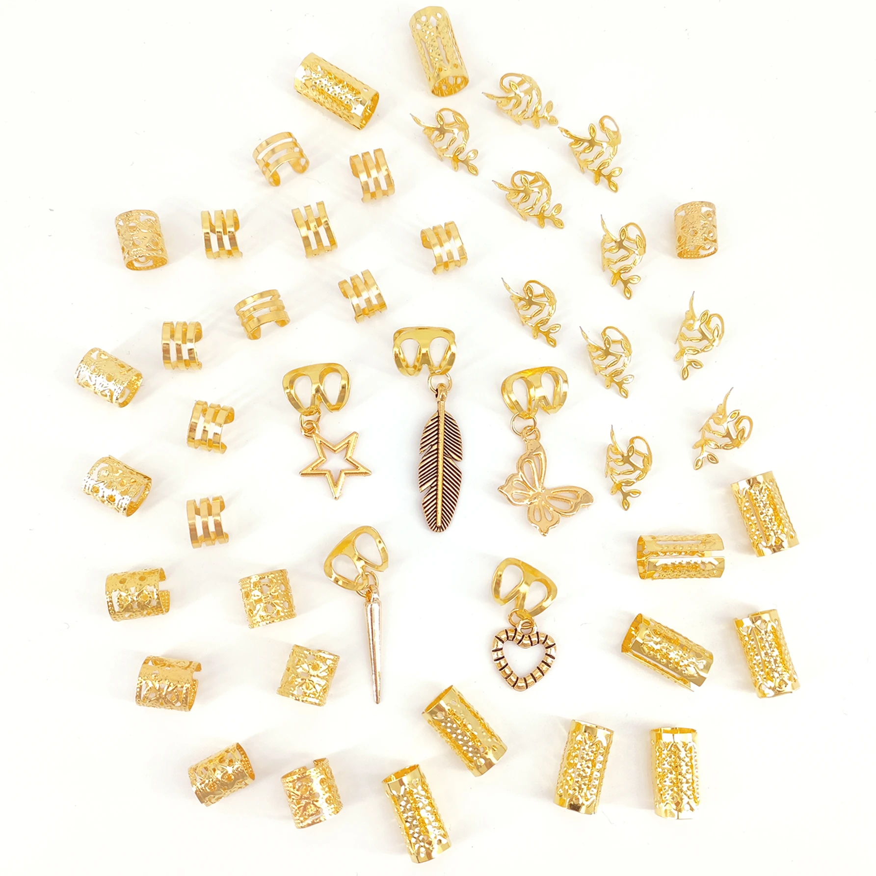 45pcs Butterfly heart punk Dreadlock Hair Rings - Stylish Alloy Hair Accessories Loc Hair Jewelry for Braids for Girls and Women